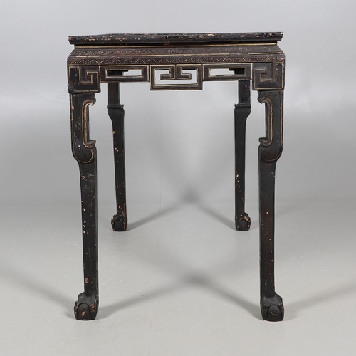 471 - AN EARLY EIGHTEENTH CENTURY JAPANNED SILVER TABLE. of rectangular shape with geometric scroll frieze... 