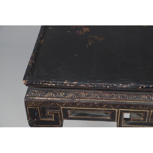 471 - AN EARLY EIGHTEENTH CENTURY JAPANNED SILVER TABLE. of rectangular shape with geometric scroll frieze... 