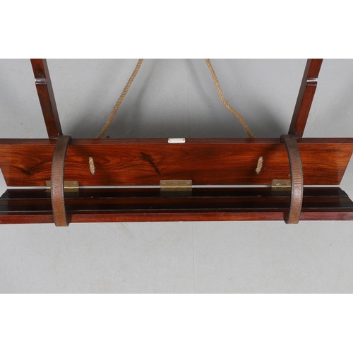 472 - A PORTABLE TEAK GUN RACK BY JOHN ORMISTON. labelled 