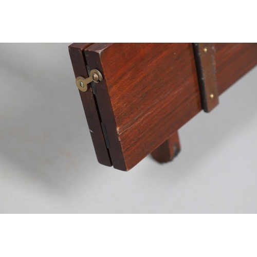 472 - A PORTABLE TEAK GUN RACK BY JOHN ORMISTON. labelled 