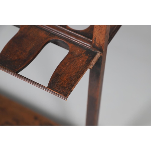 473 - A 19TH CENTURY MAHOGANY BOOT AND WHIP RACK. for five pairs of boots, with brass carrying handle, hei... 