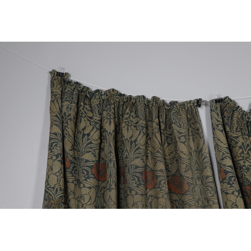 475 - WILLIAM MORRIS (1834-1896), A PAIR OF WOOL AND LINEN CURTAINS. triple woven in the tulip and rose pa... 