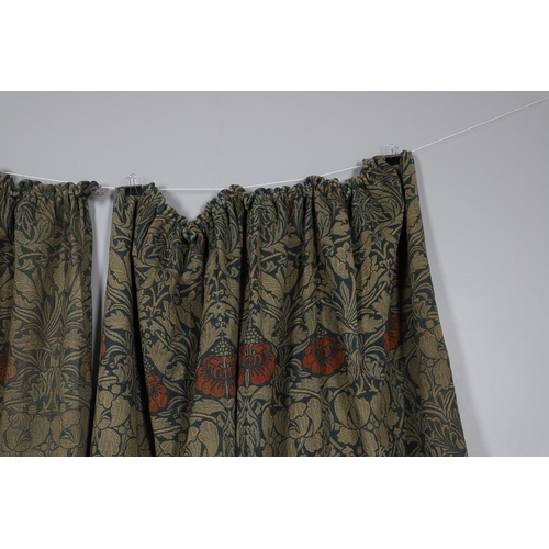 475 - WILLIAM MORRIS (1834-1896), A PAIR OF WOOL AND LINEN CURTAINS. triple woven in the tulip and rose pa... 