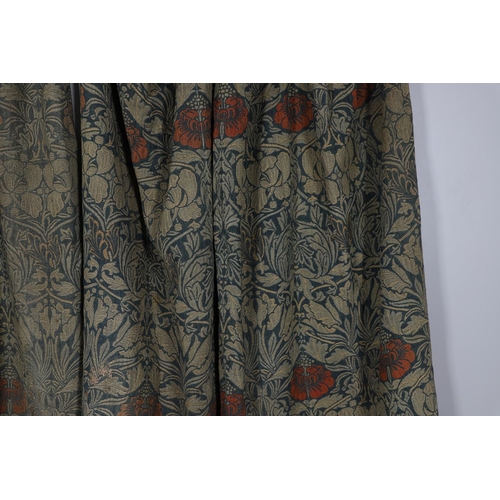 475 - WILLIAM MORRIS (1834-1896), A PAIR OF WOOL AND LINEN CURTAINS. triple woven in the tulip and rose pa... 