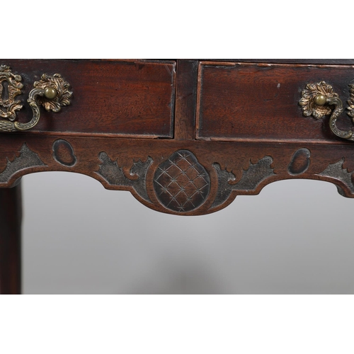 477 - AN 18TH CENTURY MAHOGANY SIDE TABLE, PROBABLY IRISH. with unusual fold-over half flap, the rectangul... 