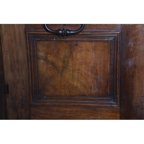 486 - AN 18TH CENTURY NORTHERN EUROPEAN OLIVEWOOD CABINET ON LATER STAND. surmounted by a drawer pediment ... 