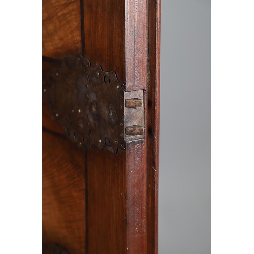 486 - AN 18TH CENTURY NORTHERN EUROPEAN OLIVEWOOD CABINET ON LATER STAND. surmounted by a drawer pediment ... 