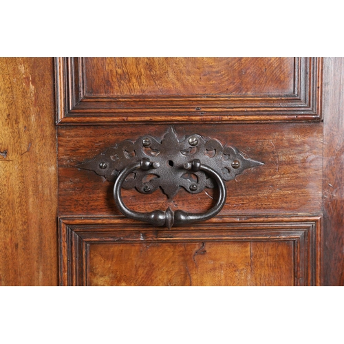 486 - AN 18TH CENTURY NORTHERN EUROPEAN OLIVEWOOD CABINET ON LATER STAND. surmounted by a drawer pediment ... 