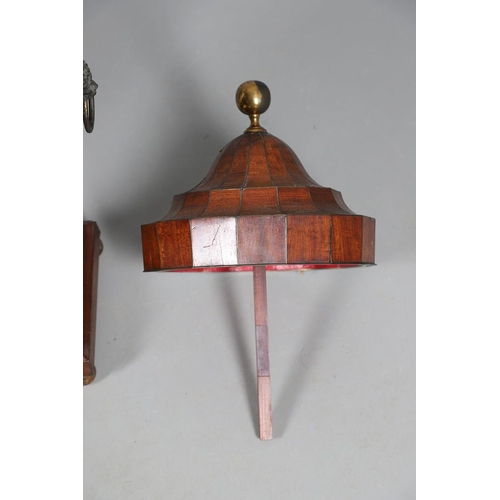 490 - A PAIR OF EARLY GEORGIAN MAHOGANY CUTLERY URNS AND COVERS. with rise and fall lids to interior fitte... 