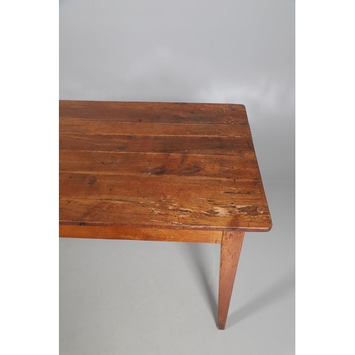 497 - A FRENCH FRUITWOOD FARMHOUSE TABLE. late 19th/early 20th century, the multiple plank top over a side... 