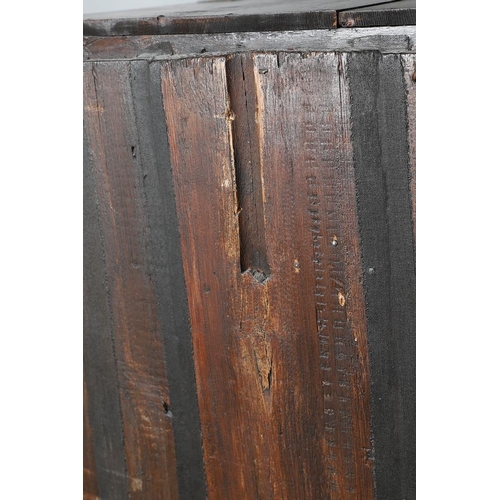 503 - AN EARLY 19TH CENTURY WELSH OAK CUPBOARD. with three small drawers above ogee arch panelled cupboard... 