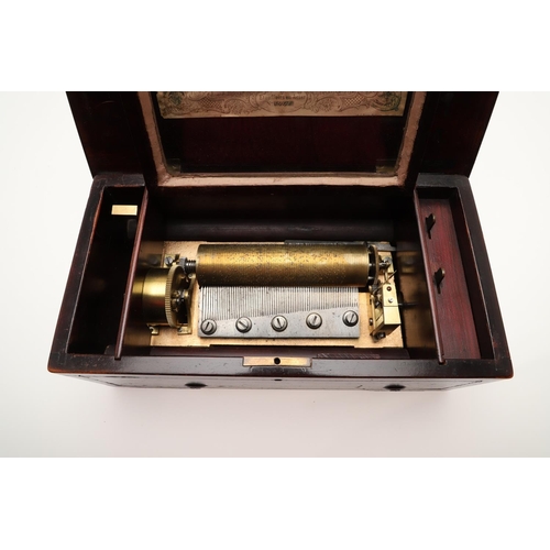 519 - 19THC MUSICAL BOX - ETOUFFOIRS EN ACIER. A 19thc musical box with four airs, with start/stop and cha... 