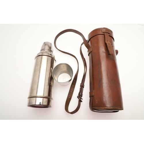 522 - SHOOTING & HUNTING RELATED LEATHER FLASKS & ACCESSORIES. Including two large leather cases containin... 