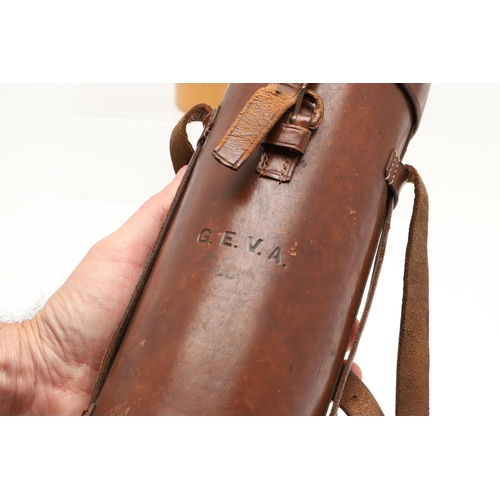 522 - SHOOTING & HUNTING RELATED LEATHER FLASKS & ACCESSORIES. Including two large leather cases containin... 