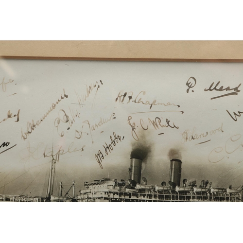 530 - ENGLAND CRICKET SIGNED PHOTOGRAPH - MCC TEAM 1928-29. A photograph of the Orient Line RMS Otranto, s... 