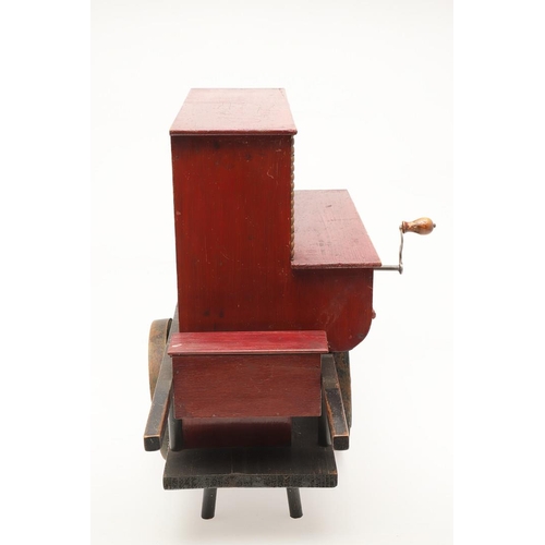 542 - UNUSUAL BARREL ORGAN DISC PLAYER. A late 19thc disc player in the form of a barrel organ, wound with... 