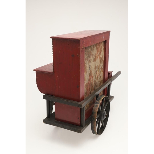 542 - UNUSUAL BARREL ORGAN DISC PLAYER. A late 19thc disc player in the form of a barrel organ, wound with... 