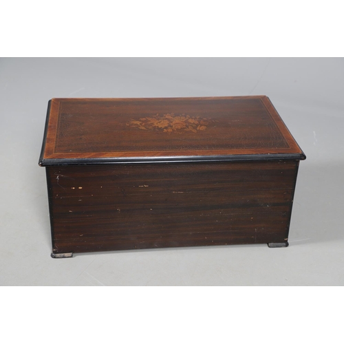 545 - LARGE VICTORIAN MUSICAL BOX. A large musical box with a 12 air mechanism, tune indicator and strikin... 