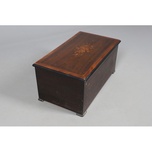 545 - LARGE VICTORIAN MUSICAL BOX. A large musical box with a 12 air mechanism, tune indicator and strikin... 