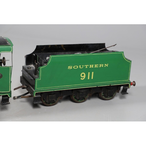 549 - 3 1/2INCH GAUGE SOUTHERN STEAM LOCOMOTIVE - 'DOVER'. A 3 1/2inch gauge steam locomotive and tender, ... 