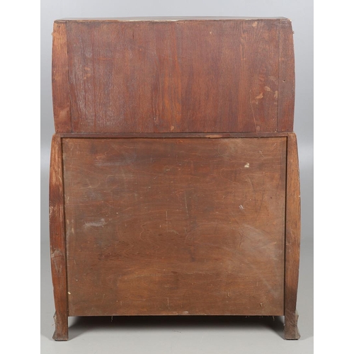 553 - ART DECO LIMED OAK SIDEBOARD - POSSIBLY BY HEALS. A limed oak sideboard possibly by Heals, the bow f... 