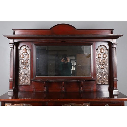 558 - SHAPLAND & PETTER ARTS & CRAFTS SIDEBOARD. A large Arts and Crafts mahogany sideboard, the mirror ba... 