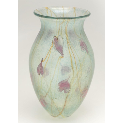 561 - JONATHAN HARRIS - CAMEO GLASS VASE, & OTHER CONTEMPORARY GLASS. A cameo glass footed vase of taperin... 