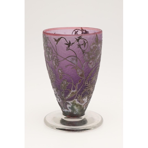 561 - JONATHAN HARRIS - CAMEO GLASS VASE, & OTHER CONTEMPORARY GLASS. A cameo glass footed vase of taperin... 