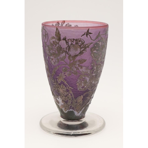 561 - JONATHAN HARRIS - CAMEO GLASS VASE, & OTHER CONTEMPORARY GLASS. A cameo glass footed vase of taperin... 