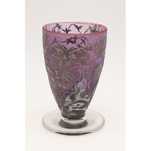 561 - JONATHAN HARRIS - CAMEO GLASS VASE, & OTHER CONTEMPORARY GLASS. A cameo glass footed vase of taperin... 