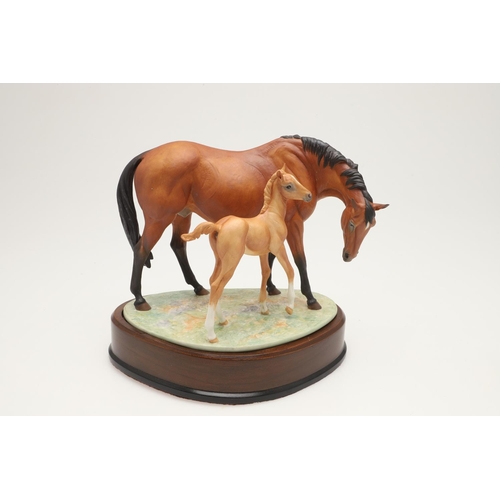 572 - A ROYAL WORCESTER LIMITED EDITION HORSE GROUP, PRINCE'S GRACE AND FOAL. Modelled by Doris Lindner, o... 