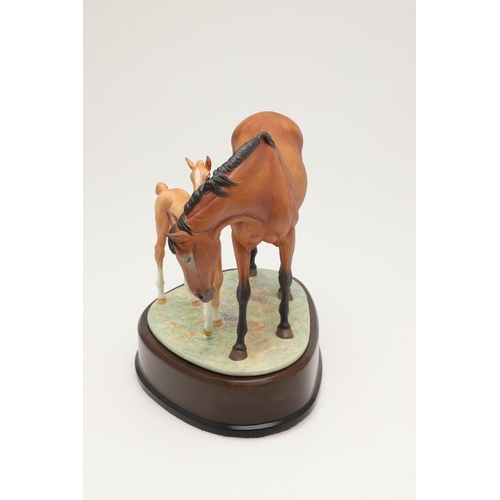 572 - A ROYAL WORCESTER LIMITED EDITION HORSE GROUP, PRINCE'S GRACE AND FOAL. Modelled by Doris Lindner, o... 