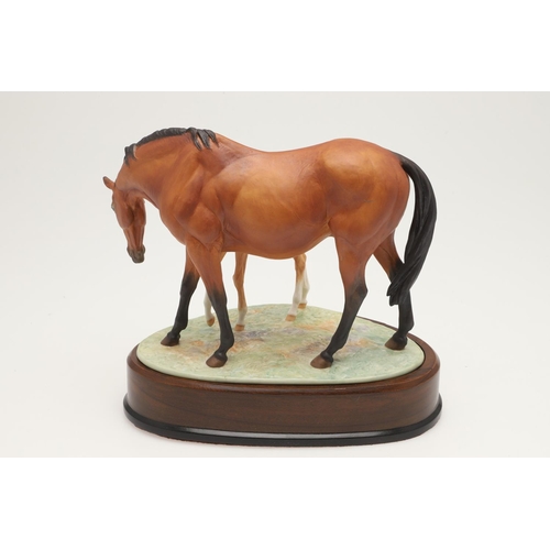 572 - A ROYAL WORCESTER LIMITED EDITION HORSE GROUP, PRINCE'S GRACE AND FOAL. Modelled by Doris Lindner, o... 