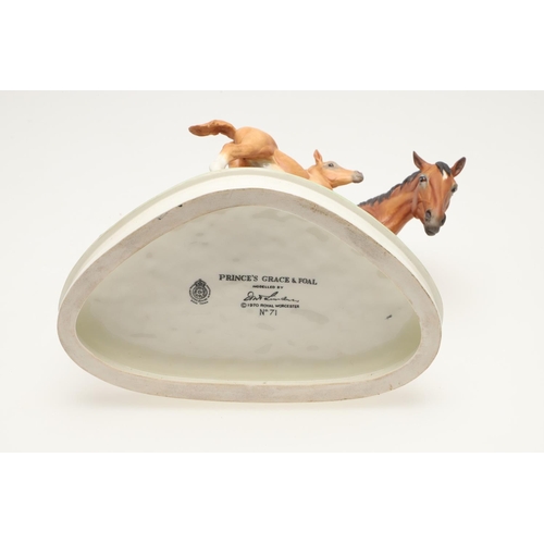 572 - A ROYAL WORCESTER LIMITED EDITION HORSE GROUP, PRINCE'S GRACE AND FOAL. Modelled by Doris Lindner, o... 