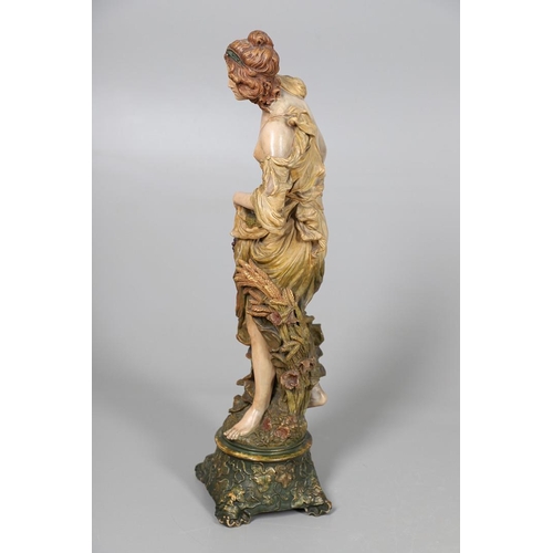 573 - LARGE AUSTRIAN ART NOUVEAU TERRACOTTA FIGURE - ERNST WAHLISS. A large pottery figure of a classical ... 