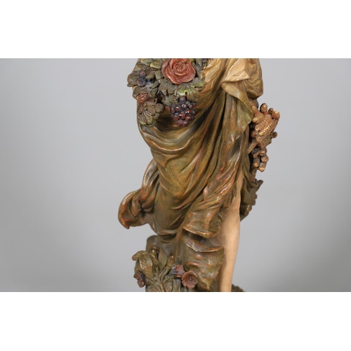 573 - LARGE AUSTRIAN ART NOUVEAU TERRACOTTA FIGURE - ERNST WAHLISS. A large pottery figure of a classical ... 