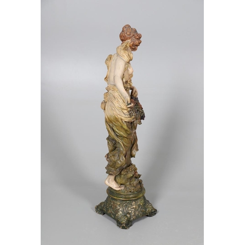 573 - LARGE AUSTRIAN ART NOUVEAU TERRACOTTA FIGURE - ERNST WAHLISS. A large pottery figure of a classical ... 