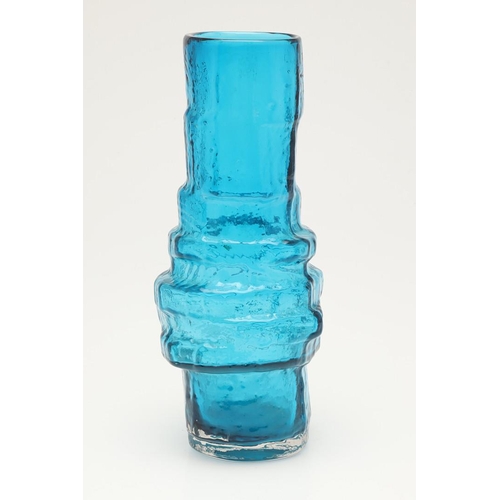 574 - WHITEFRIARS HOOP VASE - KINGFISHER BLUE. A Whitefriars Hoop vase in the Kingfisher colourway, patter... 