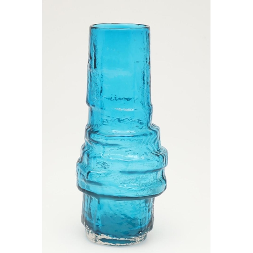 574 - WHITEFRIARS HOOP VASE - KINGFISHER BLUE. A Whitefriars Hoop vase in the Kingfisher colourway, patter... 