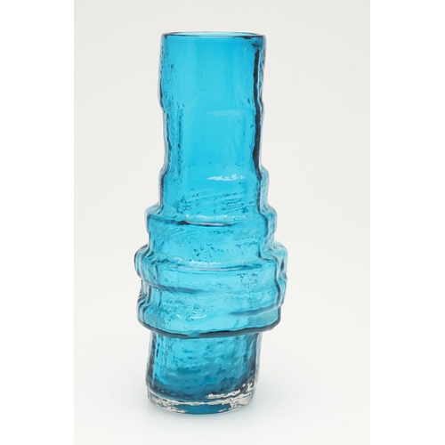 574 - WHITEFRIARS HOOP VASE - KINGFISHER BLUE. A Whitefriars Hoop vase in the Kingfisher colourway, patter... 