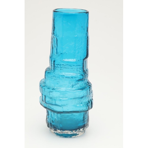 574 - WHITEFRIARS HOOP VASE - KINGFISHER BLUE. A Whitefriars Hoop vase in the Kingfisher colourway, patter... 