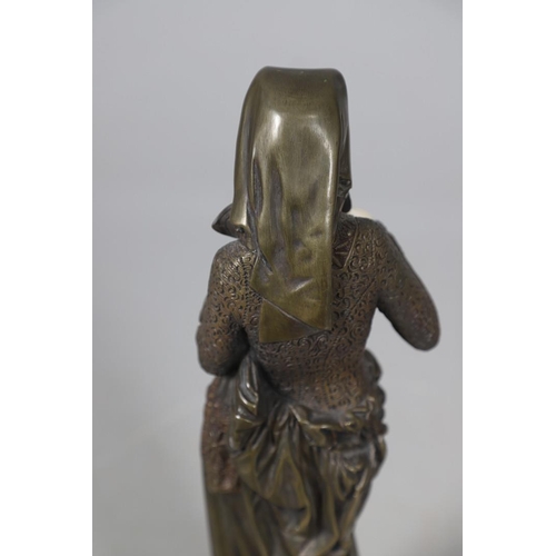 575 - AFTER ALBERT CARRIER BELLEUSE (1824-1887) - BRONZE & IVORY FIGURE 'LISEUSE'. A large bronze figure t... 