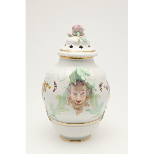 587 - PAIR OF KPM BERLIN LIDDED PORCELAIN JARS. The large jars with pierced lids with flower finials, the ... 