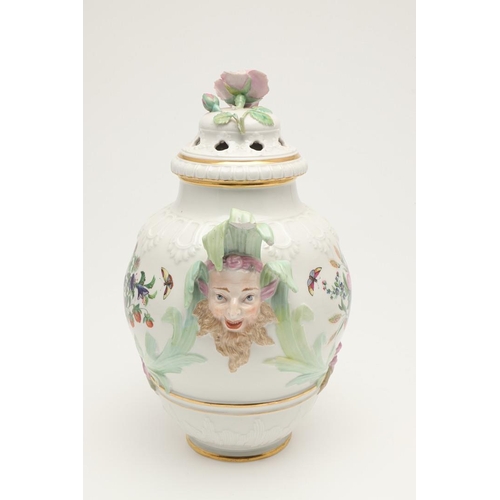 587 - PAIR OF KPM BERLIN LIDDED PORCELAIN JARS. The large jars with pierced lids with flower finials, the ... 