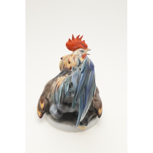 591 - ROSENTHAL PORCELAIN COCKEREL - FELDTMANN. A large porcelain model of a Cockerel, brightly painted an... 