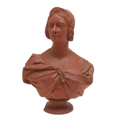 594 - ANTIQUE TERRACOTTA BUST - QUEEN VICTORIA. An interesting 19thc terracotta bust of Queen Victoria, th... 