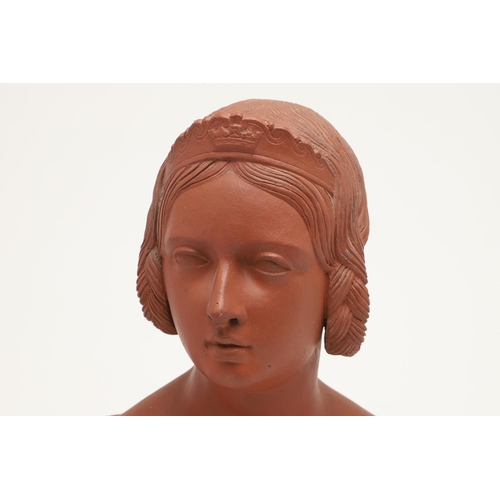 594 - ANTIQUE TERRACOTTA BUST - QUEEN VICTORIA. An interesting 19thc terracotta bust of Queen Victoria, th... 