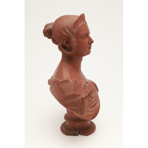 594 - ANTIQUE TERRACOTTA BUST - QUEEN VICTORIA. An interesting 19thc terracotta bust of Queen Victoria, th... 