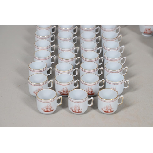 595 - SPODE TRADE WINDS - COFFEE & TEA SERVICE. A large qty of tea and coffee ware in the Trade Winds Red ... 