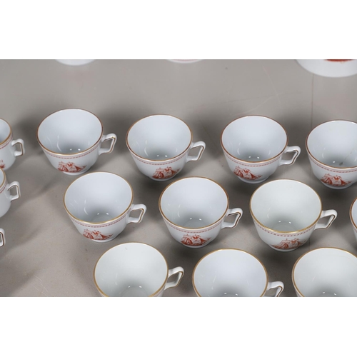 595 - SPODE TRADE WINDS - COFFEE & TEA SERVICE. A large qty of tea and coffee ware in the Trade Winds Red ... 